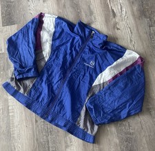 VTG Sergio Tacchini Windbreaker Jacket Blue Colorblock Size 1x Drawstring