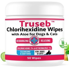 Ketoconazole Chlorhexidine Wipes for Dogs, Cats, Horses - 50 Count with Aloe