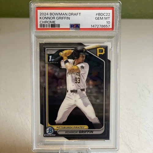 Konnor Griffin 2024 Bowman Draft #BDC22 Chrome - Pittsburgh Pirates - PSA 10
