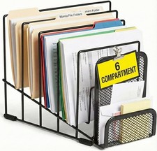 Metal Incline Desktop File Sorter, Wire File Organizer, Multi Step File