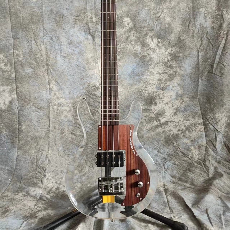 4 String ArmStrong Electric Bass Guitar Acrylic Body Rosewood Pickguard H pickup