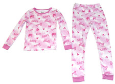 Barbie 2-Piece Pajama Set Long Sleeve Top Pants w/ Allover Print Girls Size 8