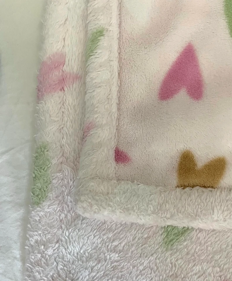 Messages From The Heart Light Pink Baby Blanket Soft Fleece Green Brown White - Image 4 of 4