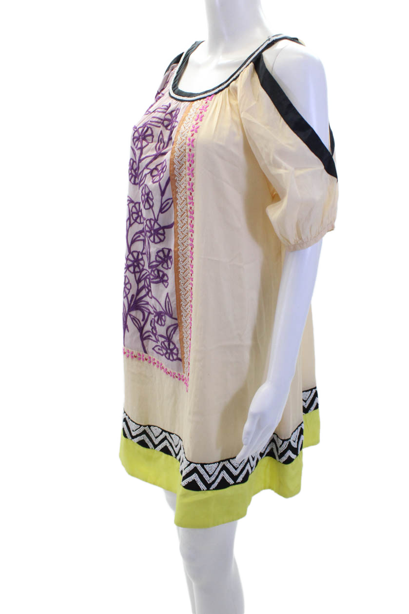 Leifnotes Womens Beaded Detail Patchwork Trapeze … - image 2