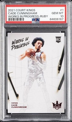 2021 PANINI COURT KINGS WORKS IN PROGRESS RUBY #1 CADE CUNNINGHAM 42/149 PSA 10