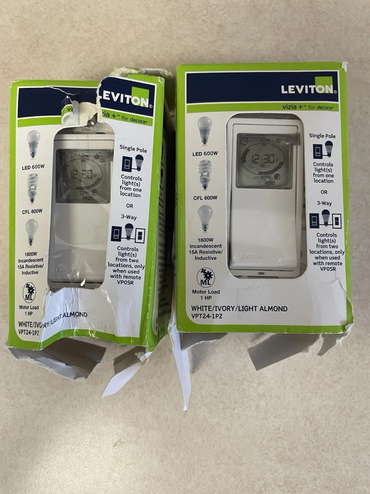 2X Leviton VPT24-1PZ Vizia 24 Hr Programmable Indoor Timer w/ Astronomical Clock