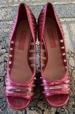 BETSY JOHNSON pink Leather Heels Size 6.5