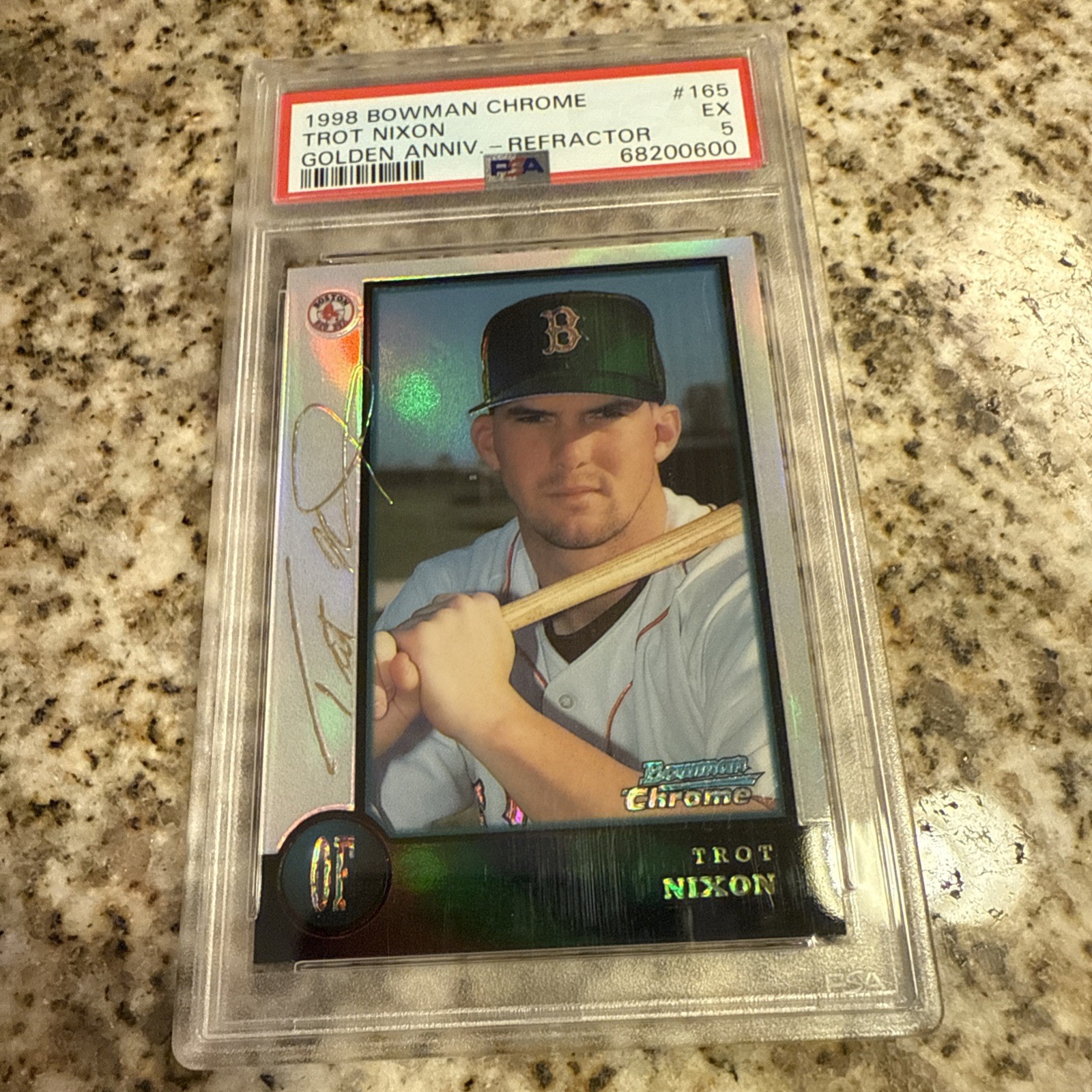 RARE 1998 Bowman Chrome Trot Nixon #165 Golden Anniversary Refractor /5 PSA 5