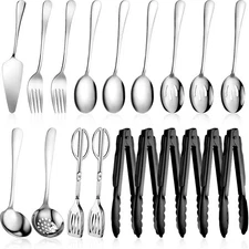 Tanlade 19 Pcs Stainless Steel Serving Utensils Set Flatware Include Spoons F...