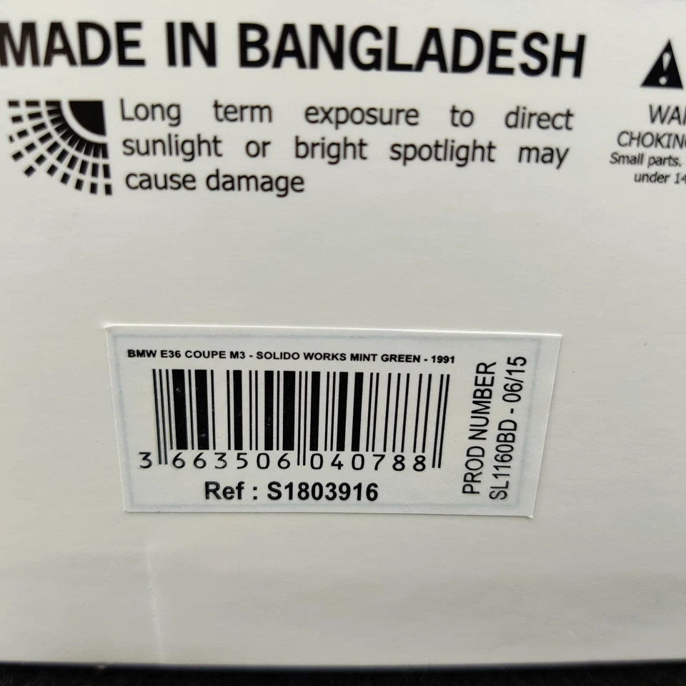 VOITURE SOLIDO BMW M3 COUPE MINT GREEN 1991 1:18 NEUF BOITE S1803916 - Photo 4/4