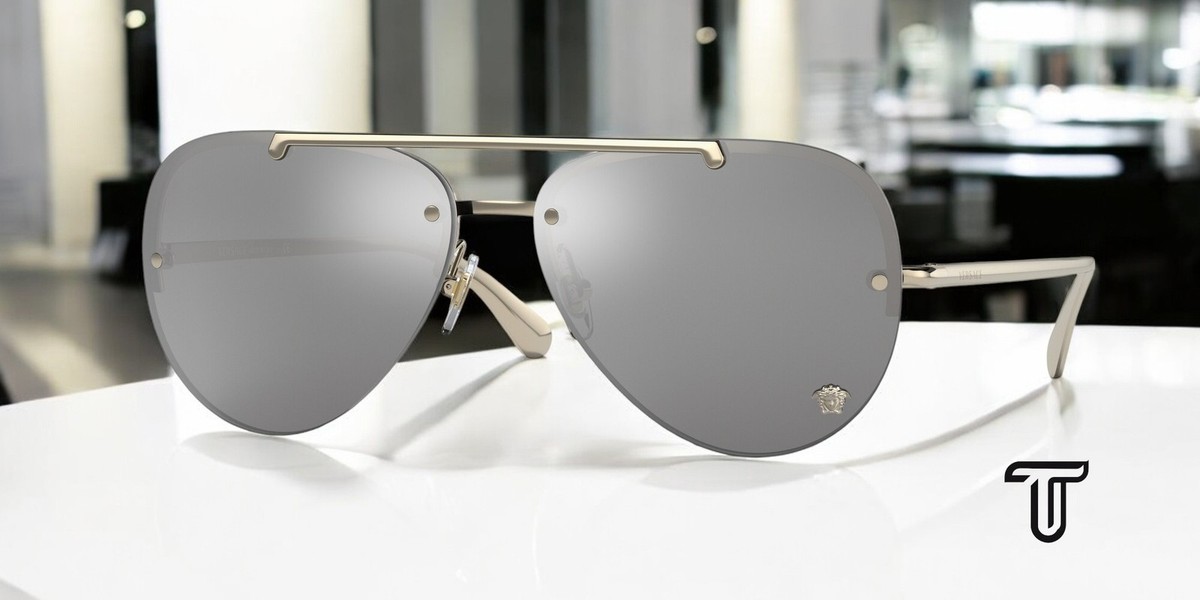 Versace 0VE2231 Sunglasses 12526G Pale Gold metal Aviator VERSACE VE2231 12526G Pale Gold Pilot Women main image 3