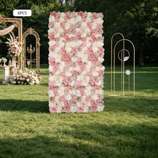 6 Pcs Artificial Flower Wall Panels 42 42cm, Wedding Wall Backdrop Decoration