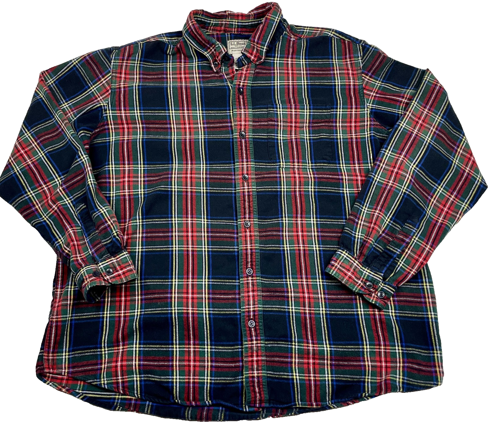 Vintage LL Bean Shirt Men’s XL Flannel Plaid Long Sleeve Green Red Cotton