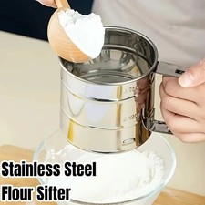 Feinmaschiges Mehlsieb mit Griff, Edelstahl-Filtersieb zum Backen von Zucker