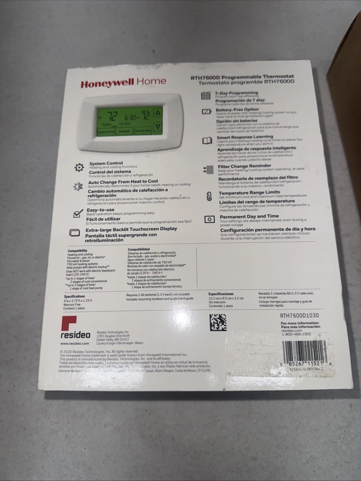 Honeywell Home RTH7600D White Digital 7-Day Programmable (LIGHTLY USED!) - Image 2 of 4