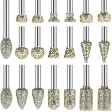 20pcs 10 Style 3mm Rotary Diamond Burr Drill Bits Grinding Carving Tool