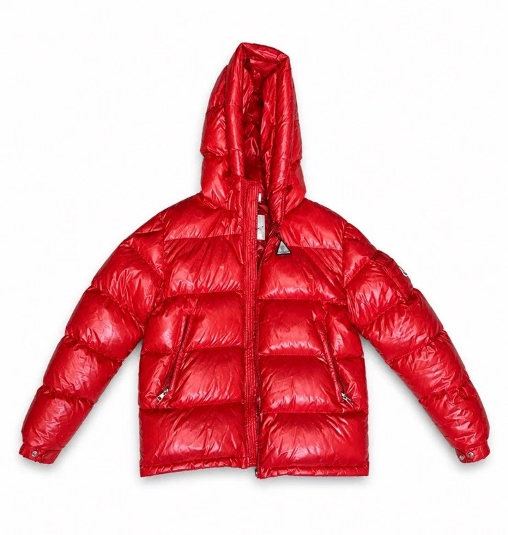 Moncler — Moncler Puffer Jacket Red Down Hooded Men’s Large L Size 3 Coat Ecrins￼