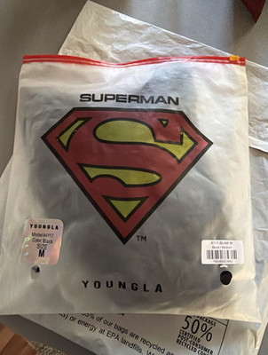 YoungLA T-Shirt Superman Logo Druckgrafik Schwarz Größe M Modell 4117