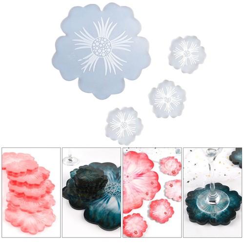 4 pezzi stampo in silicone a forma di fiore decorazione stampo tazza tappetino fai da te arte tazza tappetino stampo - Foto 9 di 12