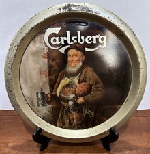 Carlsberg Beer Advertisement Tin Tray Vintage Serving Collectible Man Cave Bar