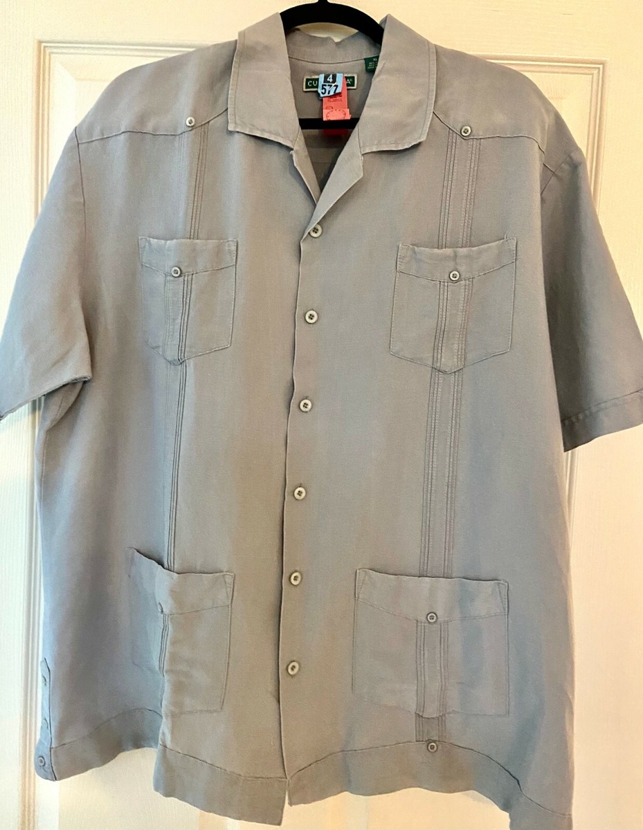cubavera ramie × rayon cuba shirts CUBAVERA GUAYABERA CUBAN GRAY RAMIE/RAYON SHIRT, SZ XL | eBay