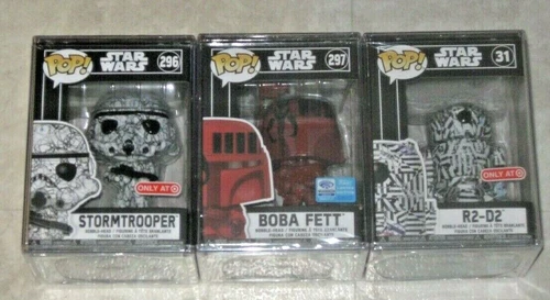 2020 FUTURA EXCLUSIVE FUNKO POP STAR WARS - RED BOBA FETT R2-D2 STORMTROOPER