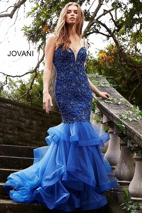 Jovani 37334 embellished lace prom dress peak point neckline Fitted Me –  Glass Slipper Formals