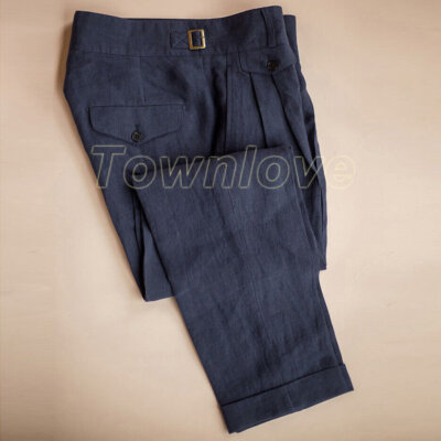 Retro GURKHA Pants Belted Casual Linen Pants GURKHA Trousers