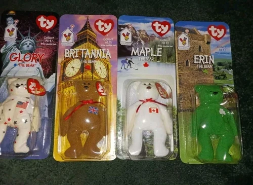 Mcdonald's Ty Teenie Beanie Babies 1999 Erin Maple Glory Britannia Complete Set