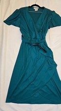Vintage Alison peters dark green dress w/belt, size 10, made in the U.S.A