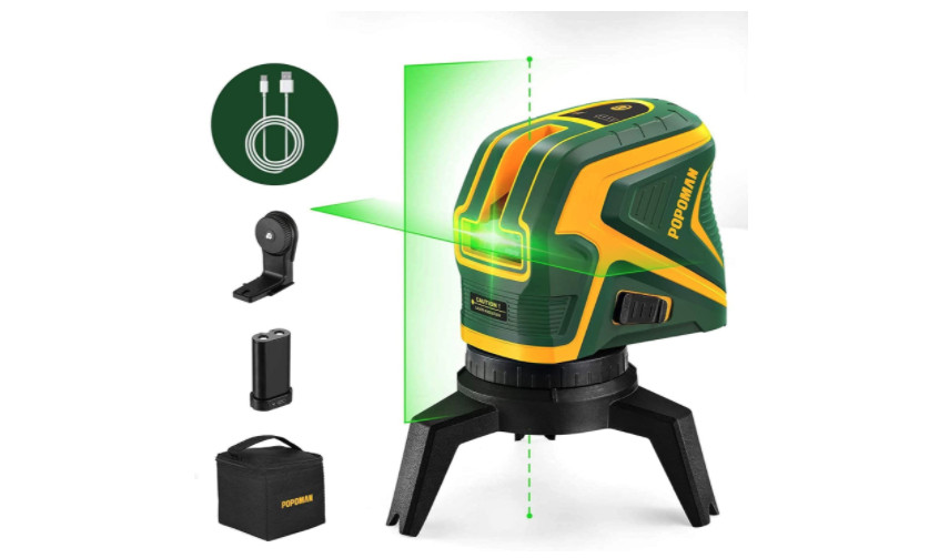 Niveau laser base magnétique rotative avec faisceau vert 2 points USB