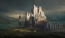 Landscape fantasy art castle river Custom Gaming Mat Desk