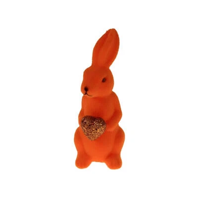 Figura De Conejo Divertida En NARANJA De Plástico Aterciopelado Con Corazón - Imagen 1 de 3