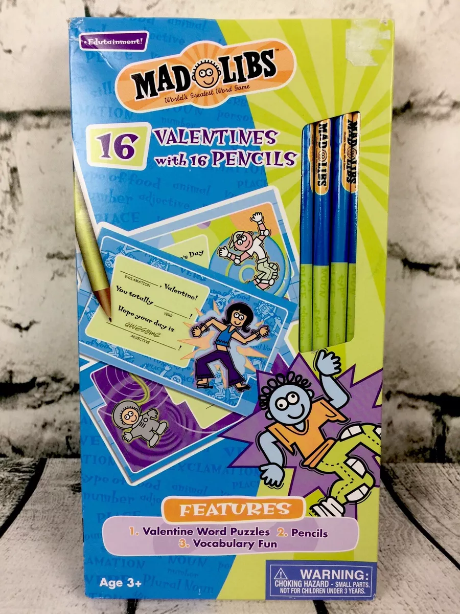 Mad Libs 16 Valentines Cards 16 Pencils Vocabulary Word Puzzles Educational