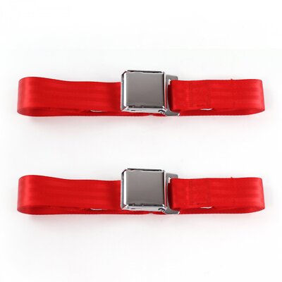 VW Type 1 1958 - 1967 Airplane 2pt Red Lap Bucket Seat Belt Kit - 2 Belts truck