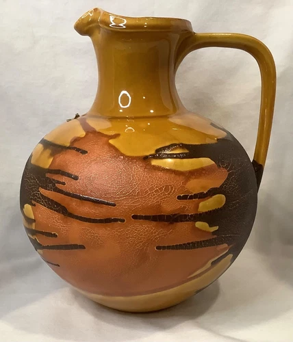 11" Royal Haeger USA Earth Wrap Lava Crackle MCM Art Pottery Vase Dundee Il.