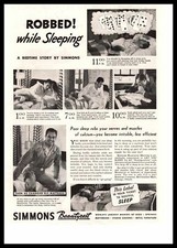 1937 Simmons Beautyrest Mattress "Robbed" Playing Cards Bridge Dream Print Ad
