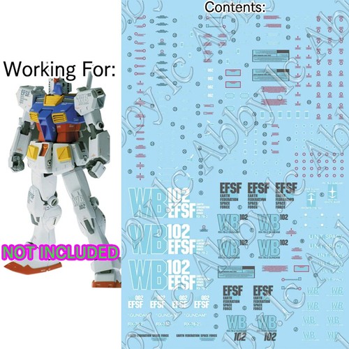 for MG 1/100 RX-78-2 ver ka UC Light-Reactive Pre-Cut Water Slide Decal ...