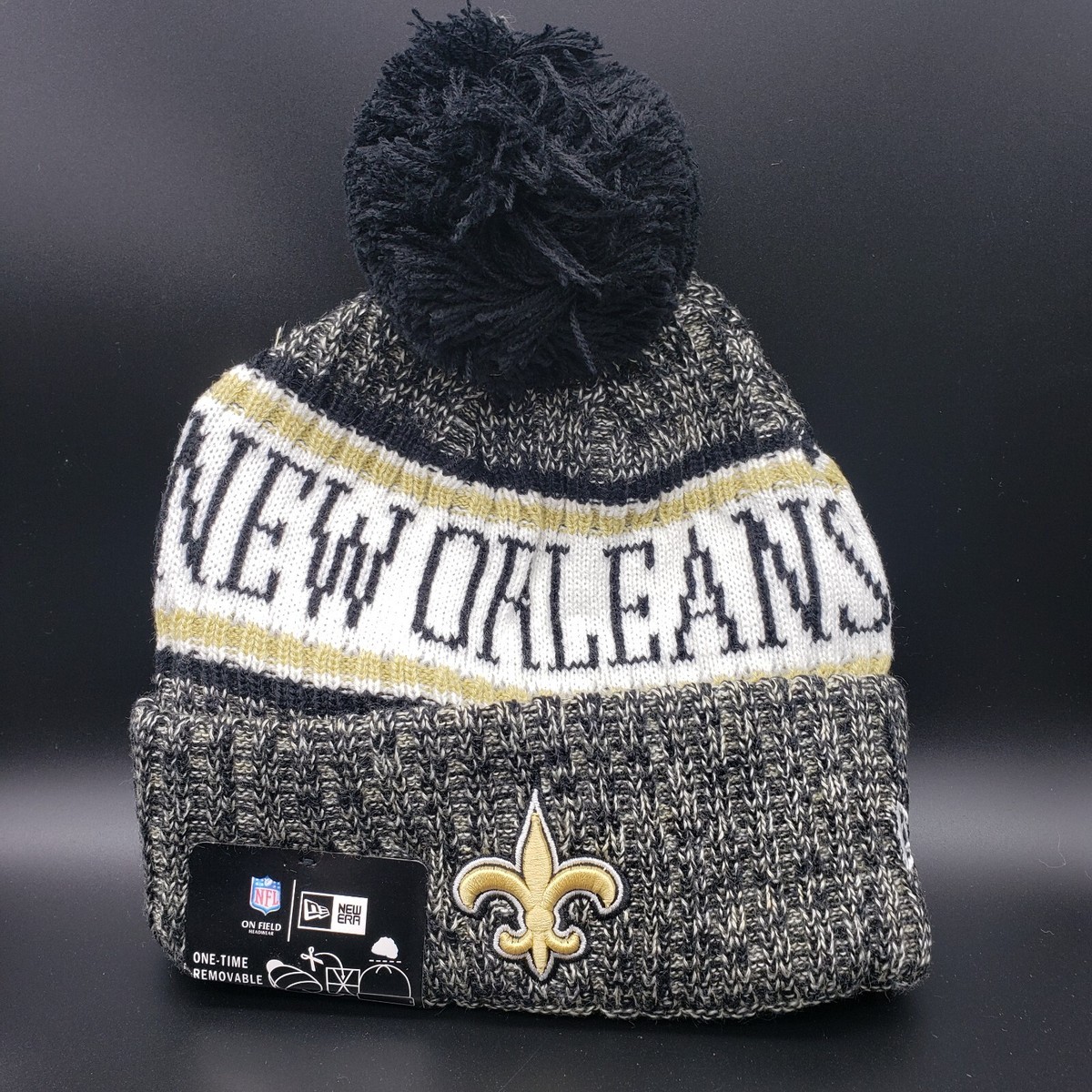 HENRI BENDEL #Bendelgirl Beanie Knit Hat Black & Ivory Gold Glitter 100% wool OS Only Curls Satin Lined Beanie - Ella in Black main image 2