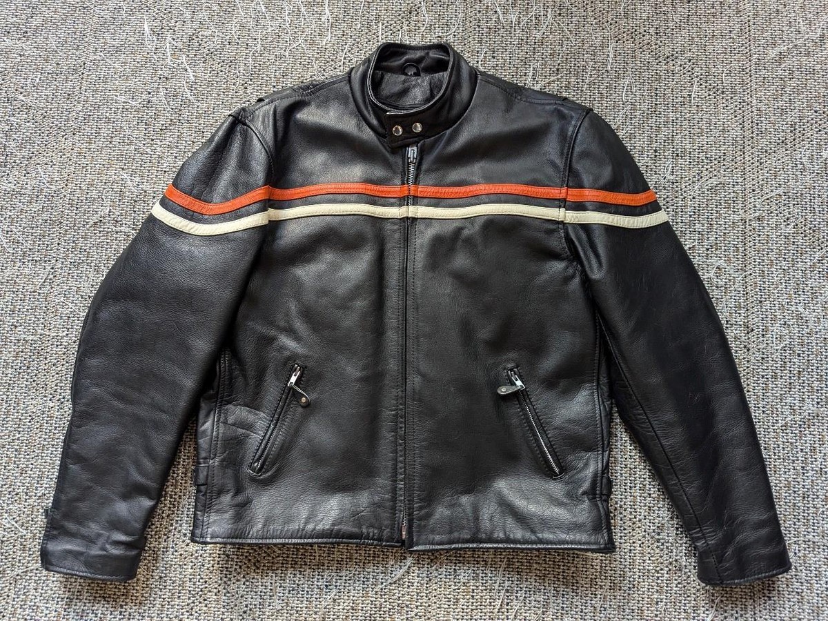 vintage 1990s motorcycle jacket 44 black leather CAFE RACER vintage 1990s motorcycle jacket 44 black leather CAFE RACER