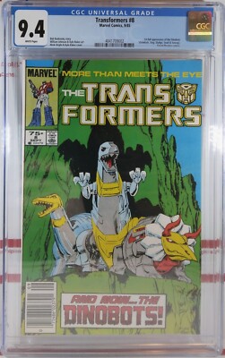   CGC 9.4 NM TRANSFORMERS #8 NEWSSTAND VARIANT   1st DINOBOTS Grimlock MARVEL
