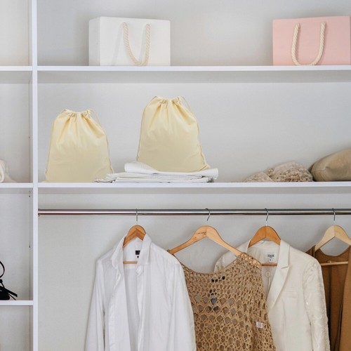 Set of 2 Canvas Drawstring Bag Laundry for Dirty Clothes Travel eBay