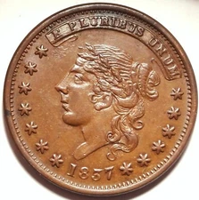 1837 HT-239 New York City Centre Market Hard Times Token