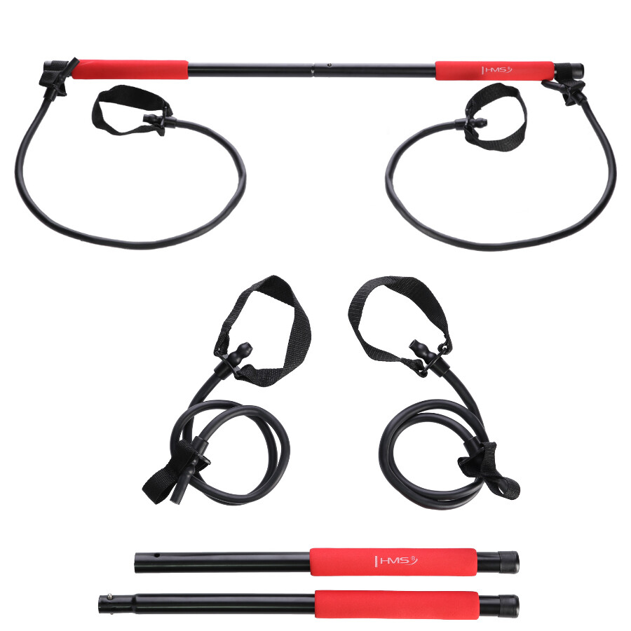 HMS DC30 | Pilates Stab Toning Bar mit Übungs Widerstandsbändern Verstellbares