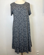 LuLaRoe Carly Gray White Geometric Print Hi-L...