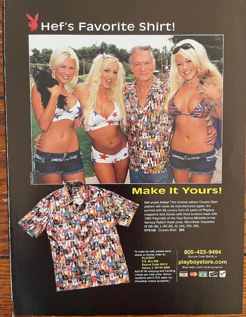 PLAYBOY PRINT AD HUGH HEFNER GIRLS WEARING HEF S FAVORITE SHIRT PLAYBOY STORE