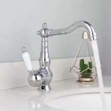 Bathroom Basin Faucet Single Hole Handle Deck Mount Chrome Bamboo Sink Mixer Tap