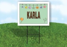 KARLA WELCOME BABY GREEN 18 in x 24 in Yard Sign Road Sign with Stand