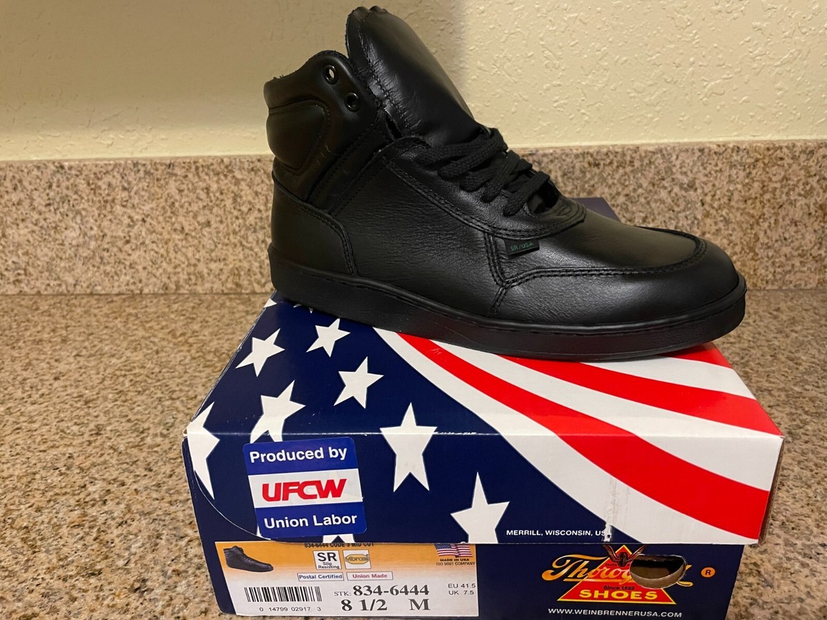 Thorogood Black Men's Code 3 834-6444 Mid Cut Work Shoe size 8 1/2