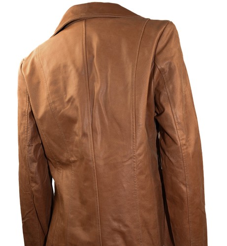 Mark Alen Vintage Women's Button Down Brown Leather Hip Length Jacket Med. New. - Picture 5 of 6